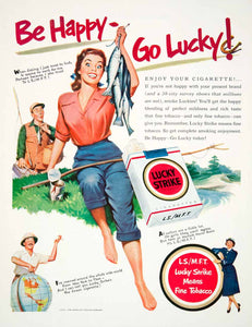 1951 Ad Lucky Strike Cigarettes Tobacco Fishing Explorer Norfolk Naval COLL1