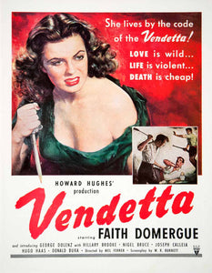 1951 Ad RKO Movie Vendetta Howard Hughes Faith Domergue George Dolenz WR COLL1