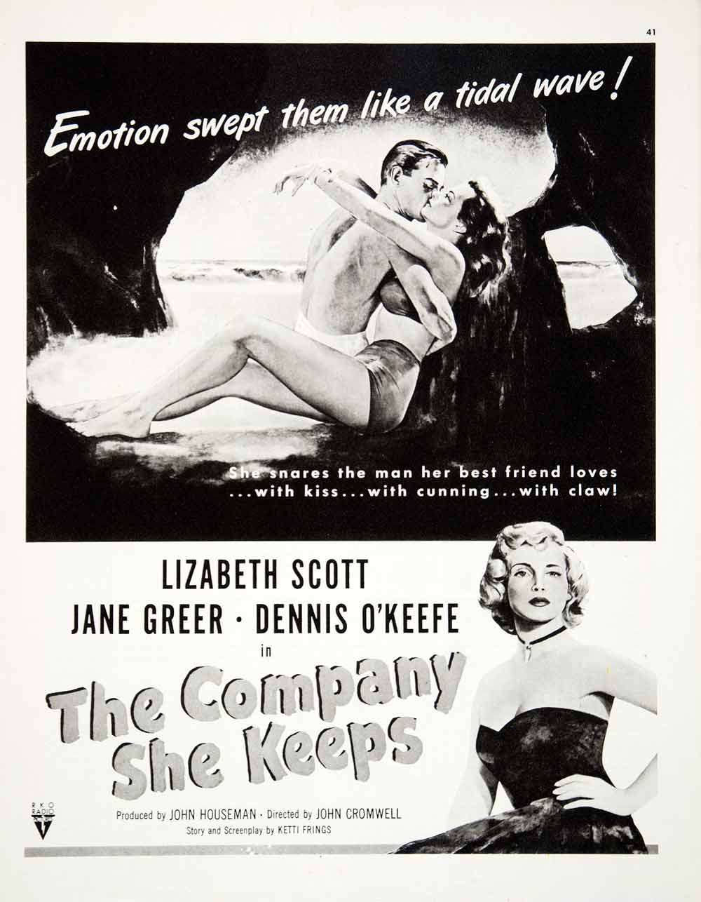 1951 Ad RKO Pictures Company She Keeps Lizabeth Scott Jane Greer Dennis COLL1