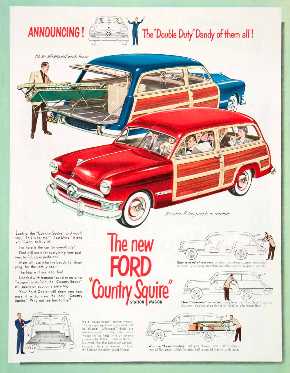 1950 Ad Country Squire Station Wagon Ford Motor Vehicles Dearborn COLL1