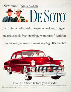 1950 Ad DeSoto Custom Sedan Chrysler Automobile Automatic Transmission COLL1