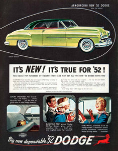 1951 Ad Green Dodge Coronet Diplomat Chrysler Group Vintage Car Safety COLL2