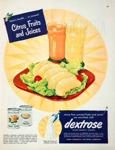 1951 Ad Dextrose Food Energy Sugar Corn Product Refine Citrus Fruit Juice COLL2