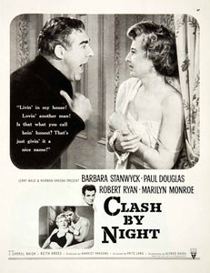 1952 Ad Clash By Night Movie Barbara Stanwyck Marilyn Monroe Paul Douglas COLL2