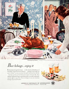 1950 Ad Thanksgiving Dinner Douglas Crockwell US Brewers Foundation Homey COLL2