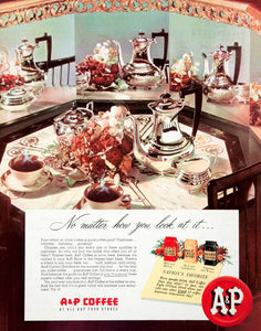 1950 Ad A&P Coffee Food Stores Dinning Table Eight O'Clock Blend Mild Bean COLL2