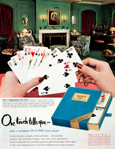 1950 Ad Congress Playing Card Cel-U-Tone Emily Post Home Canasta Ohio COLL2