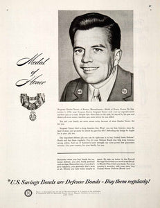 1951 Ad US Savings Defense Bonds Sergeant Charles Turner Boston COLL2