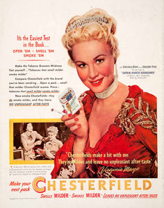1951 Ad Chesterfield Cigarettes Virginia Mayo Captain Horatio Hornblower COLL2
