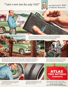 1951 Ad Atlas Tire Battery Car Accessory Raymond C. Miller Oshkosh WI COLL2