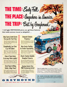 1951 Ad Greyhound Buss Cleveland Ohio Autumn America Travel Highways Tour COLL2