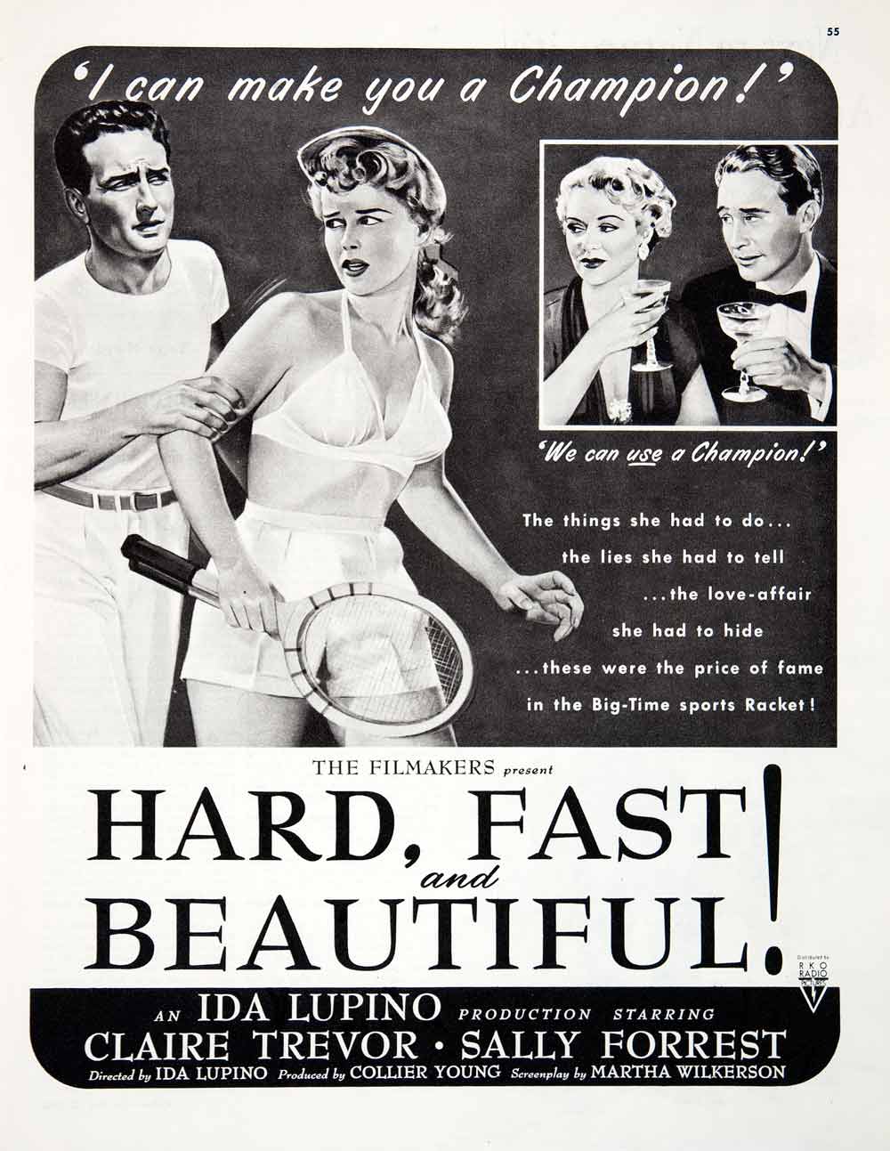 1951 Ad Movie Hard Fast Beautiful Claire Trevor Sally Forrest Ida Lupino COLL2