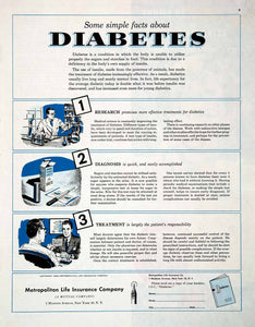 1950 Ad Metropolitan Life Insurance Mutual New York Diabetes Facts COLL3