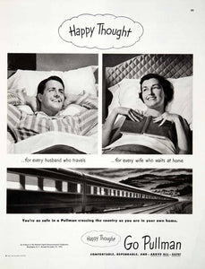 1950 Ad Pullman Palace Railroad Car Luxury Comfort Sleeping Safety Train COLL3