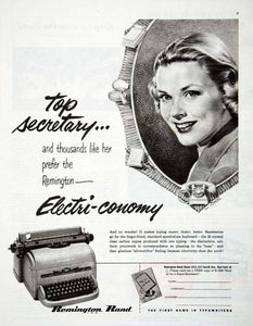 1950 Ad Remington Rand Typewriter Boris Chaliapin New York City Secretary COLL3