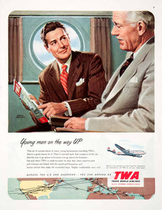 1952 Ad TWA Trans World Airlines Bensing Frank Businessman Aircraft USA COLL3