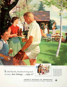 1952 Ad Beer Ale United States Brewers Douglass Crockwell Art Home Life COLL3