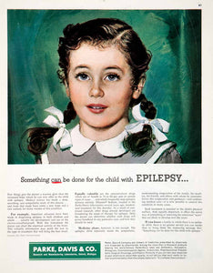 1952 Ad Parke Davis Epilepsy Research Medicine Physician Pharmacy COLL3