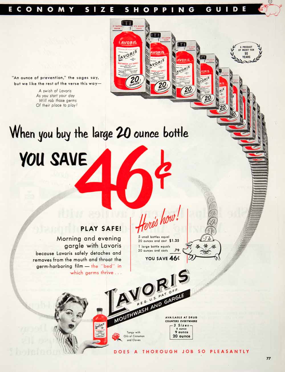 1952 Ad Lavoris Mouthwash Gargle Germ Oral Astringent Detergent Deodorent COLL3