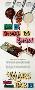 1951 Ad Mars Candy Bar Roasted Almonds Nougat Milk Chocolate Sundae Dime COLL3