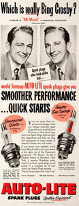 1950 Ad Auto-Lite Spark Plugs Performance Bing Crosby Star Paramount Mr COLL3