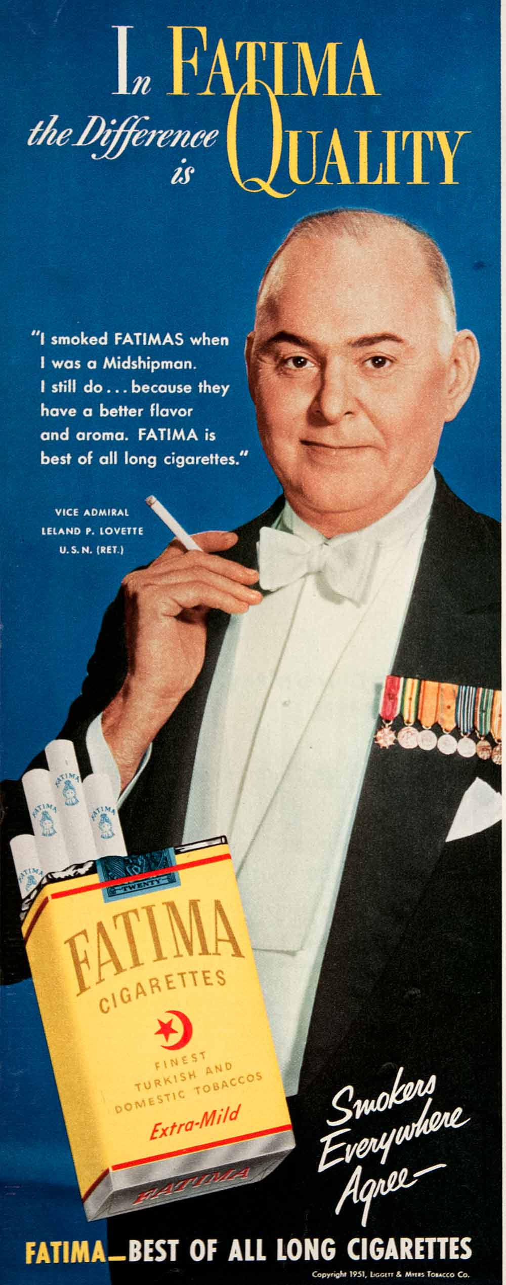 1951 Adn Fatima Cigarettes Vice Admiral Leland P Lovette United States COLL3