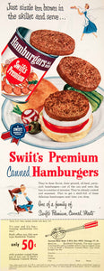 1950 Ad Swift's Premium Canned Hamburgers Beef Meat Chicago Sandwich COLL3