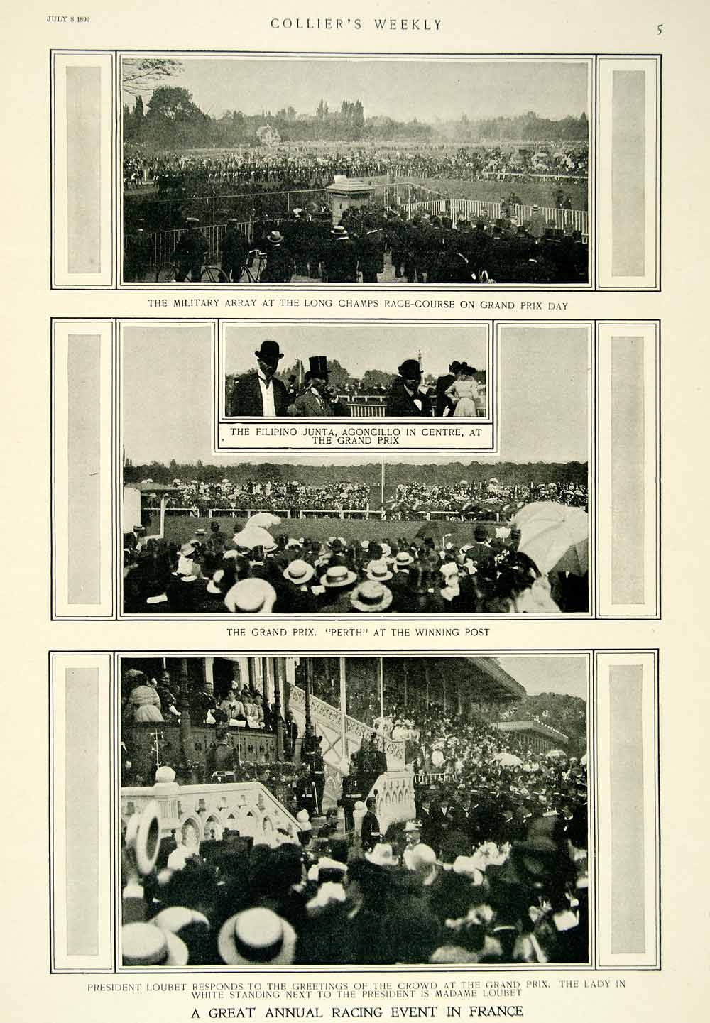 1899 Print Military Long Champs Race Course Grand Prix Filipino Junta COLL4