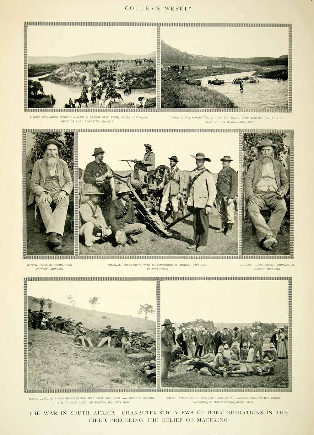 1900 Print Boer War Orange Free State General Snyman Stormberg Botha Natal COLL4