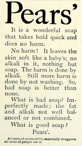 1899 Ad Pears Soap Advertisement Druggist Hygiene Health Beauty Product COLL4