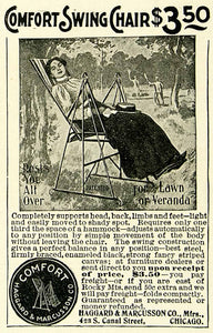 1899 Ad Swing Chair Haggard Marcusson Chicago Illinois Veranda COLL4