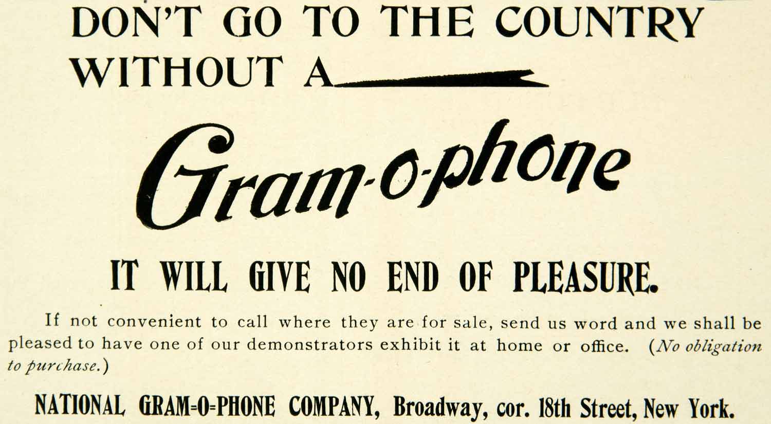 1899 Ad National Gram-o-phone Exhibit Advertising Advertisement Phonograph COLL4