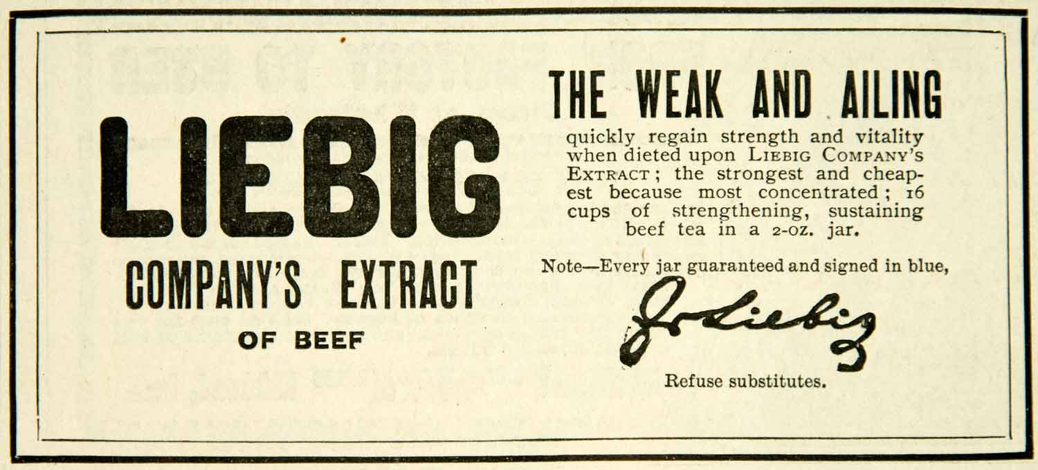 1900 Ad Liebig Extract Beef Food Advertisement Advertising Jar COLL4
