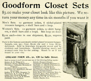 1900 Ad Goodform Closet Set Chicago Form La Salle Street Clothing COLL4