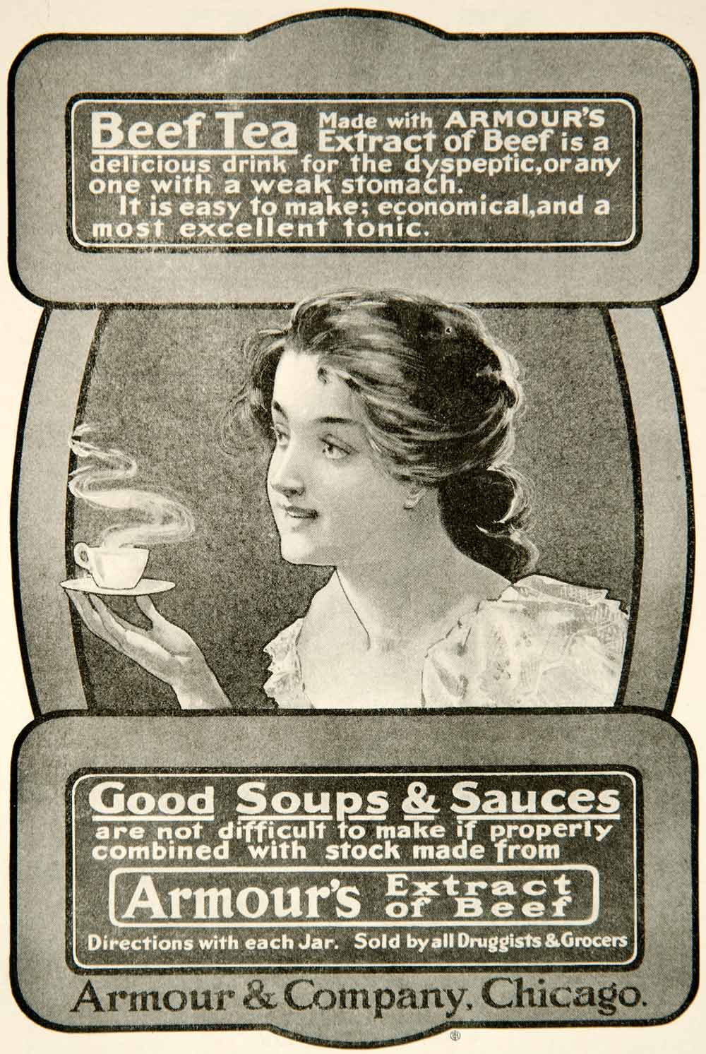 1900 Ad Armour Extract Beef Soup Sauce Tea Chicago Illinois Food Dyspeptic COLL4