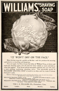1900 Ad J. B. Williams Shaving Soap Lather Glastonbury Connecticut Tar COLL4