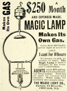 1900 Ad Gas Magic Lamp Light Chicago Illinois Candle Advertisement COLL4