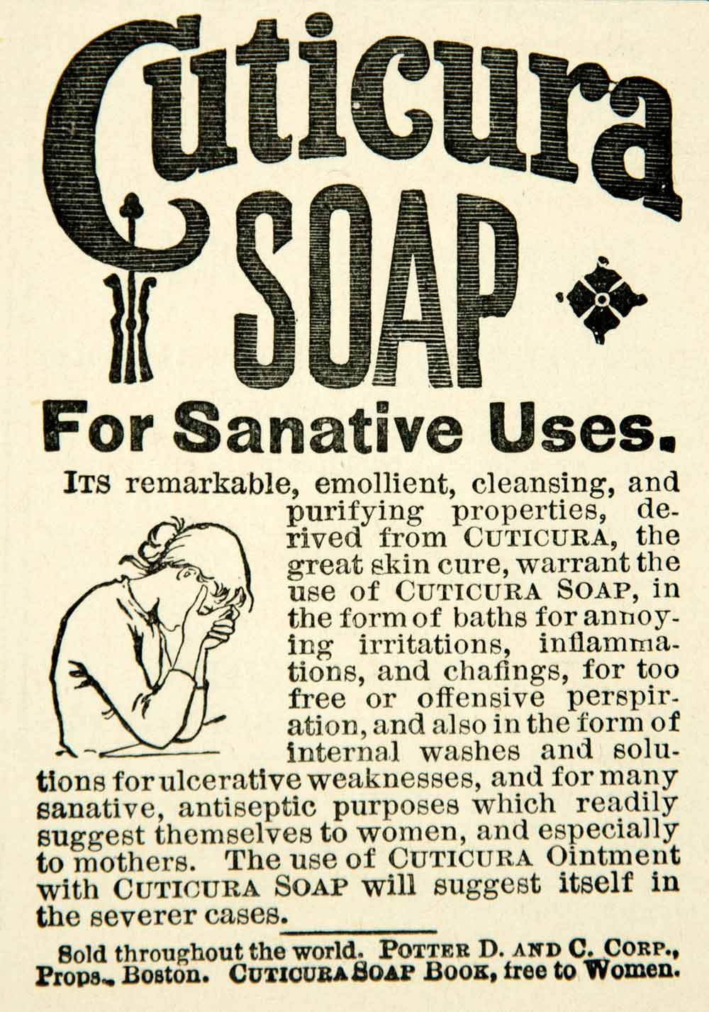 1900 Ad Cuticura Soap Sanitation Cleansing Cleaner Boston Massachusetts COLL4