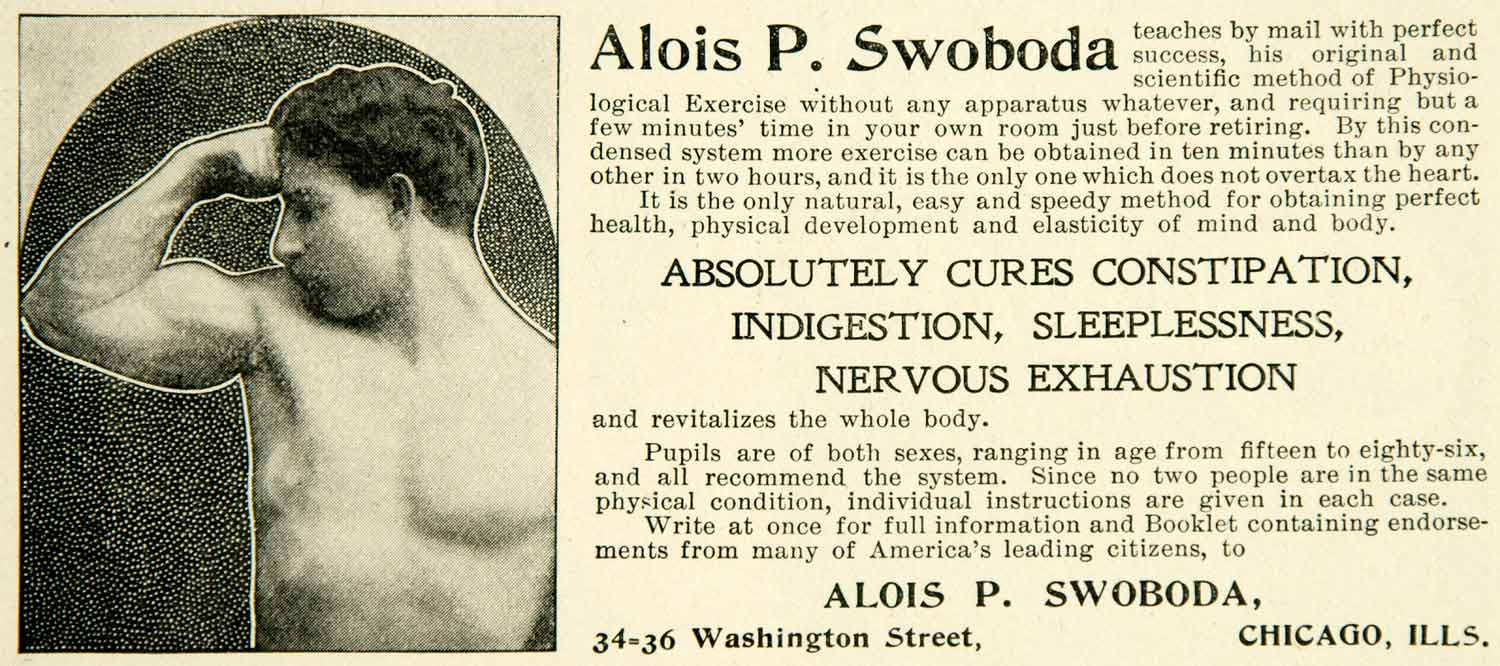 1900 Ad Alois P Swoboda Health Indigestion Exercise Fitness Chicago COLL4