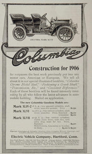 1906 Ad Columbia Mark XLVII Vintage Gasoline Car Prices - ORIGINAL ADVERTISING