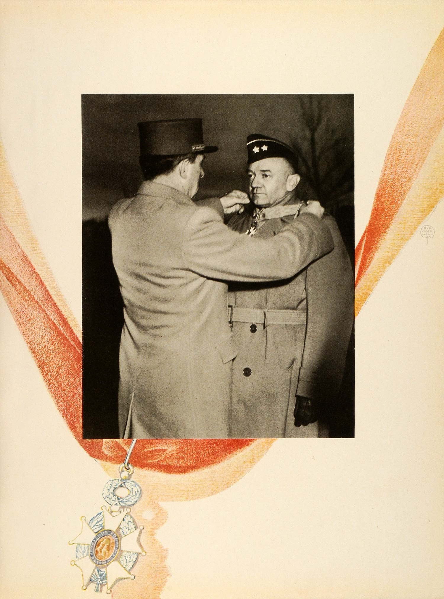 1945 Print Legion Honor Army General Lattre de Tassigny French World War II CON1 - Period Paper
 - 1