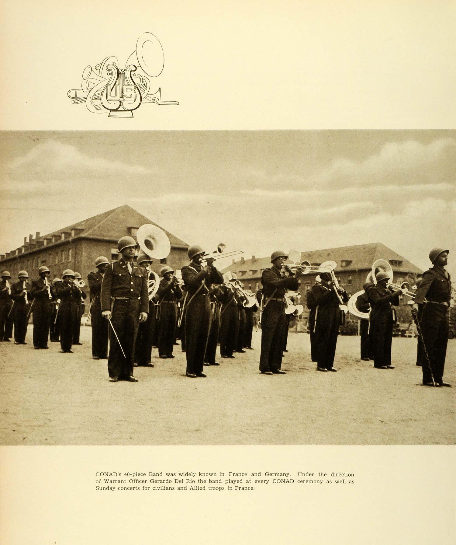 1945 Print CONAD Band Gerardo Del Rio Uniform Ceremony World War II CON1