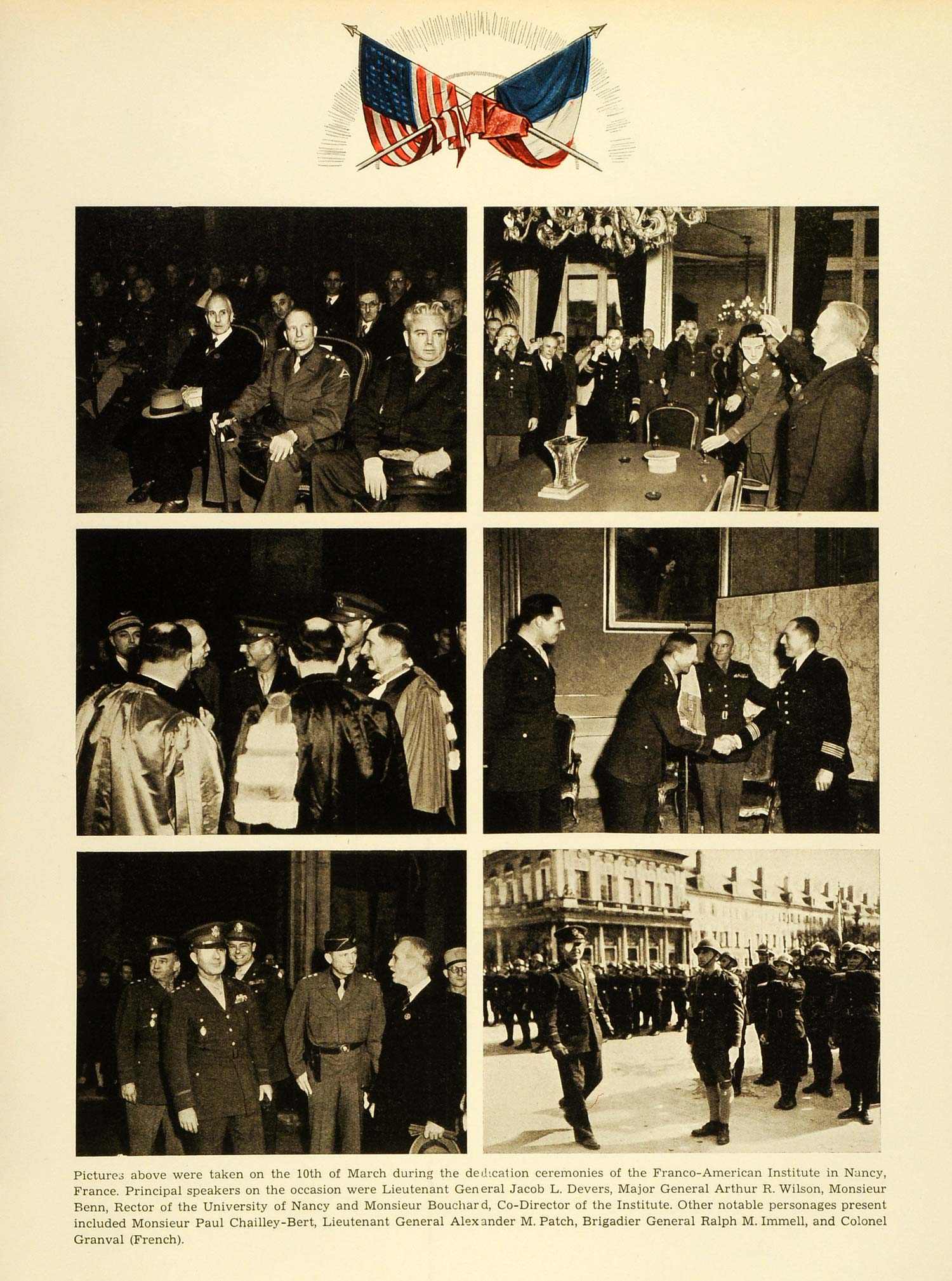 1945 Print Ceremony Franco-American Institute Nancy France Lieutenant CON1