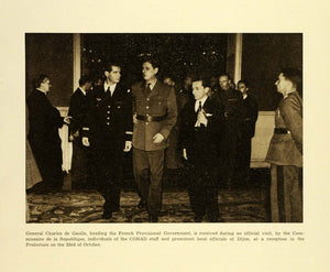 1945 Print General Charles de Gaulle Dijon France Military Wartime Uniform CON1