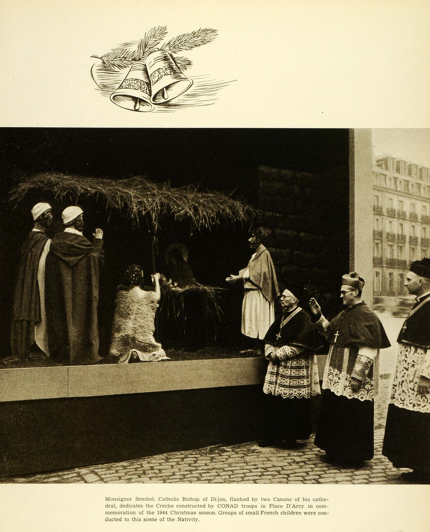 1945 Print Dijon France Monsignor Sembel Catholic Bishop Place D'Arey CON1
