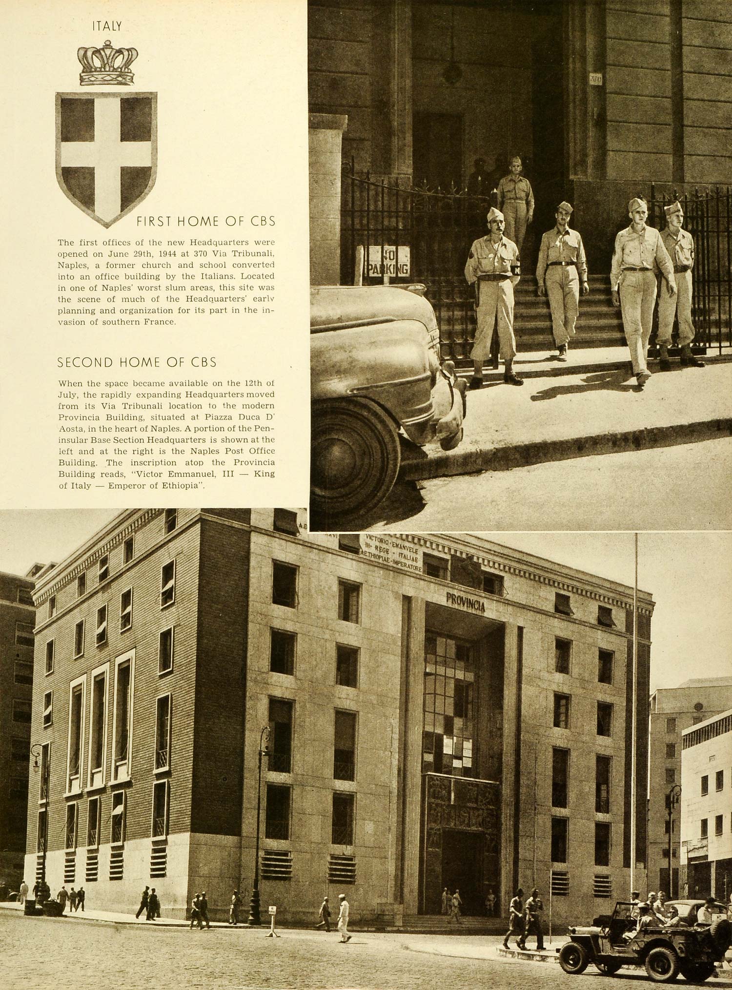 1945 Print Italy CBS Naples Tribunali Soldiers Army World War II Provincia CON1