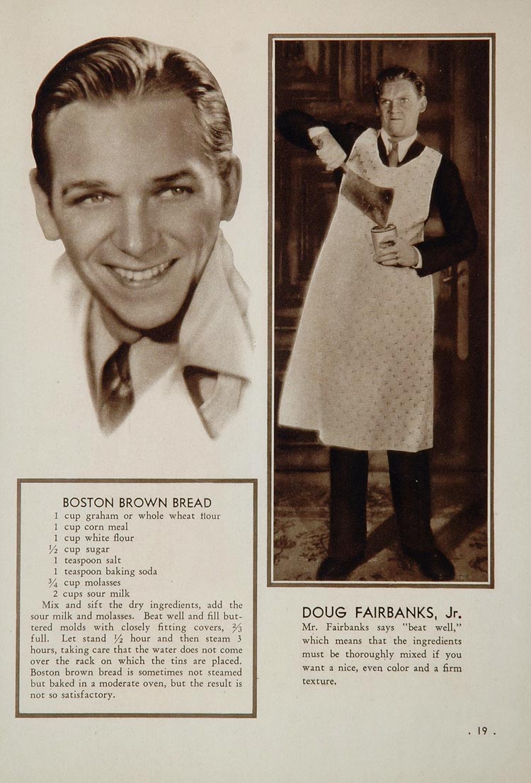 1931 Douglas Fairbanks Jr. Star Boston Brown Bread - ORIGINAL COOK