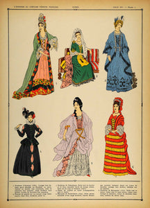 1922 Pochoir Louis XIV Costume French Ladies Duchess - ORIGINAL COS1