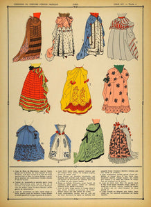 1922 Pochoir Louis XIV Costume French Women Skirts NICE - ORIGINAL COS1