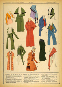 1922 Pochoir French Revolution Costume Shawls Coats - ORIGINAL COS1